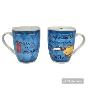 History & Heraldry First In Last Out Firefighter Coffee Mug‎ Set Of 2 12oz.